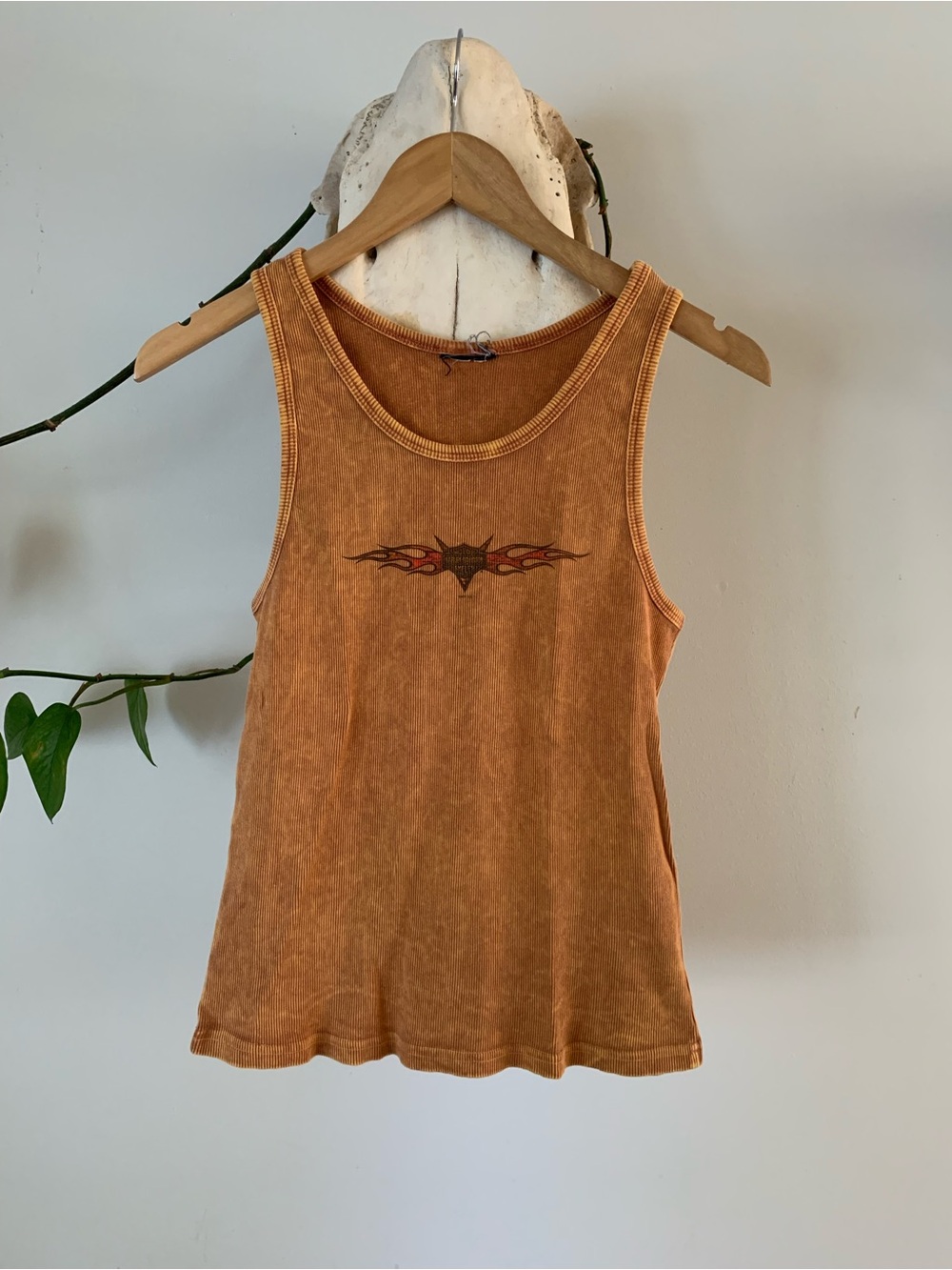 Vintage Harley Davidson Women's Rust Orange Graphic Tank Top